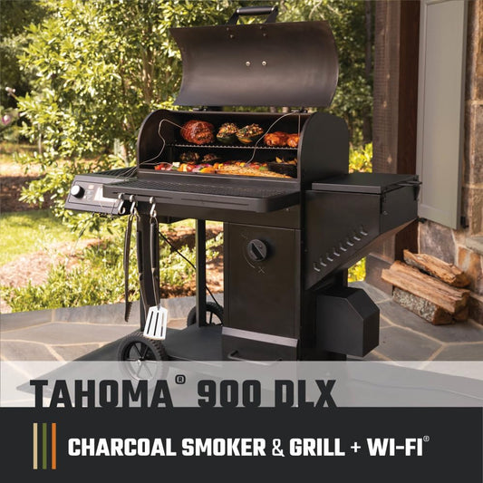Tahoma 900 Auto-Feed Charcoal Smoker and Grill W/Wi-Fi with 900 Sq. In. Cooking Area in Black