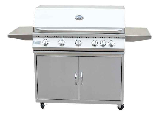 KoKoMo Classic 40" 5-Burner Freestanding BBQ Grill – 304 Stainless Steel, Built-In Thermometer, Cart Included, LP or Natural Gas