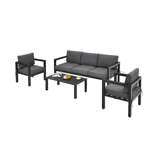 Alora 4-Piece Premium Outdoor Powder-Coated Steel Patio Furniture Set For Backyard & Poolside
