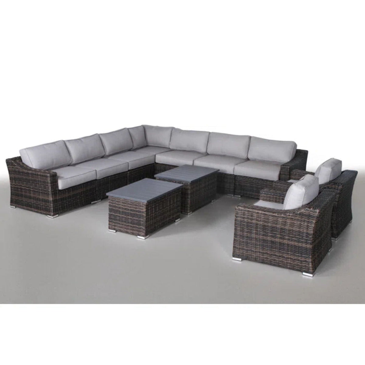 Outdoor Wicker Sectional Seating Set with Cushions & Table