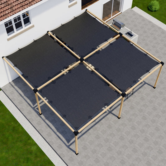 Zen Pergola DIY Attached Pergola Bracket Kit With Shade Canopies – 6-Post, Any Size Up to 24'x24', 95% UV Block, 4x4 or 6x6 Steel Brackets, 5-Year Warranty