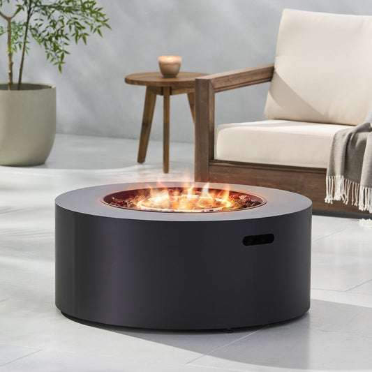 Round Dark Grey Iron Outdoor Fire Pit