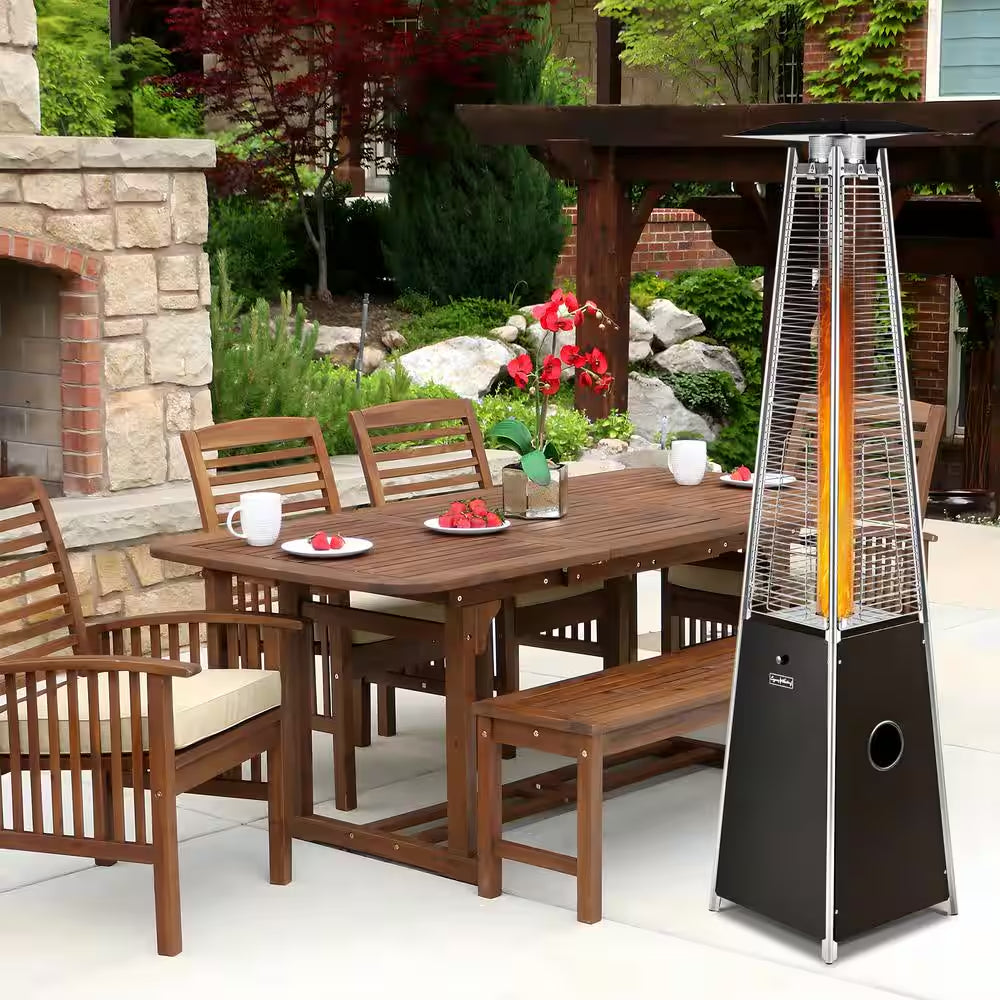 Outdoor 40,000 BTU Brown Propane Heater, Steel Pyramid Flame Heater