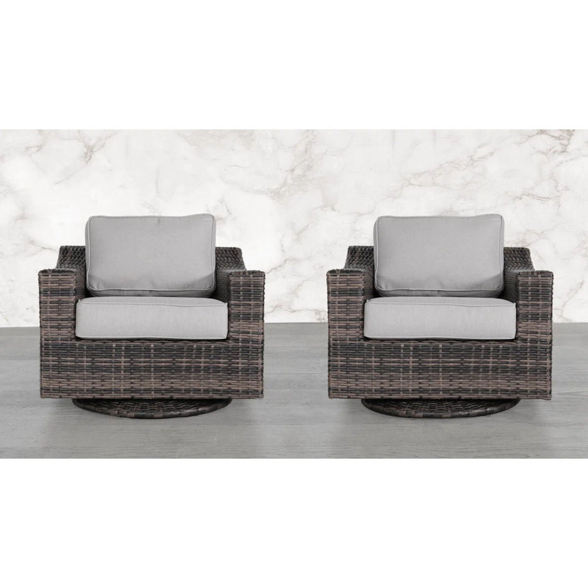 360° Swivel Wicker Patio Chairs, Set of 2 – Brown, Olefin Cushions