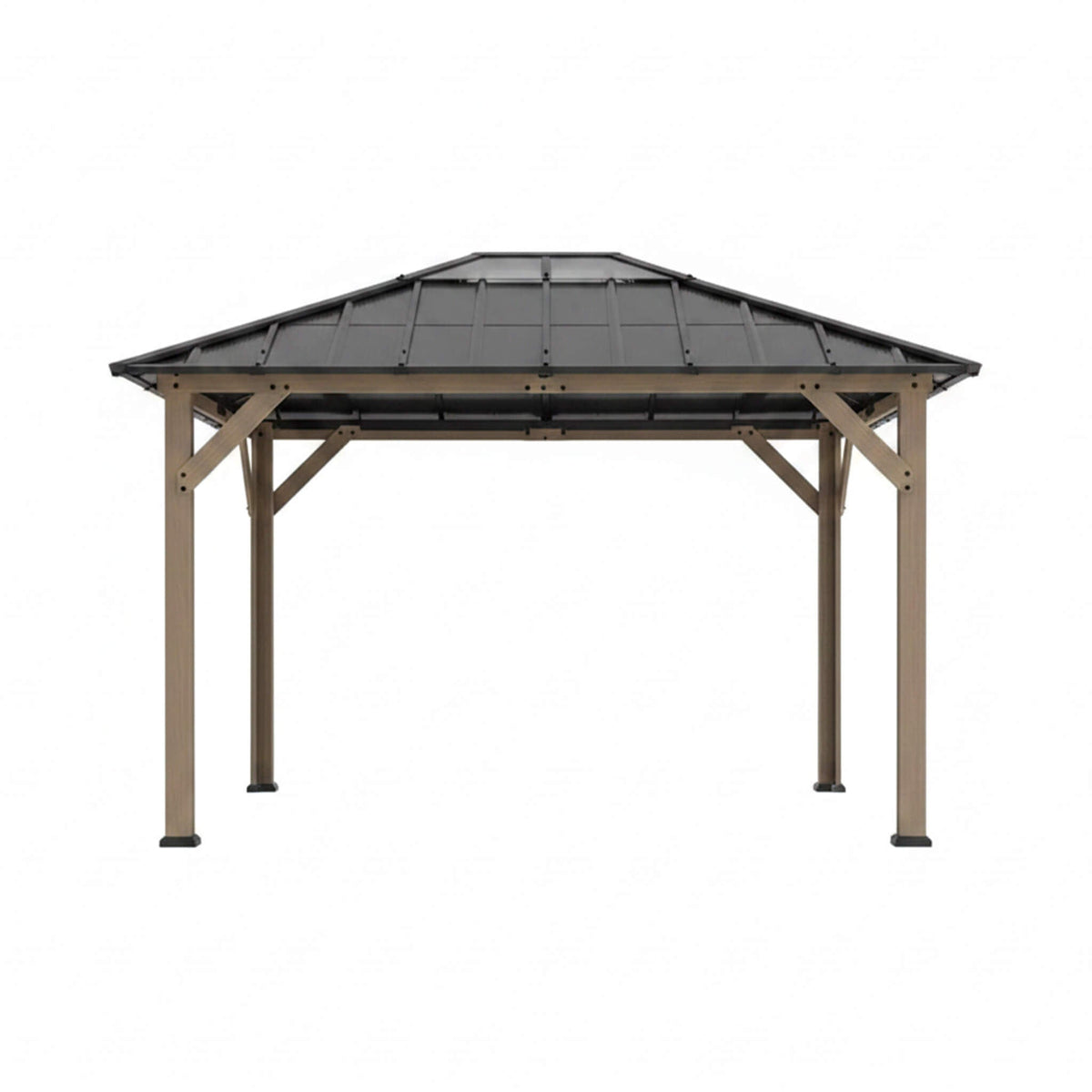 Alora 8x10FT Heavy-Duty Fir Wood Hardtop Gazebo With Galvanized Steel Roof & Ceiling Hooks