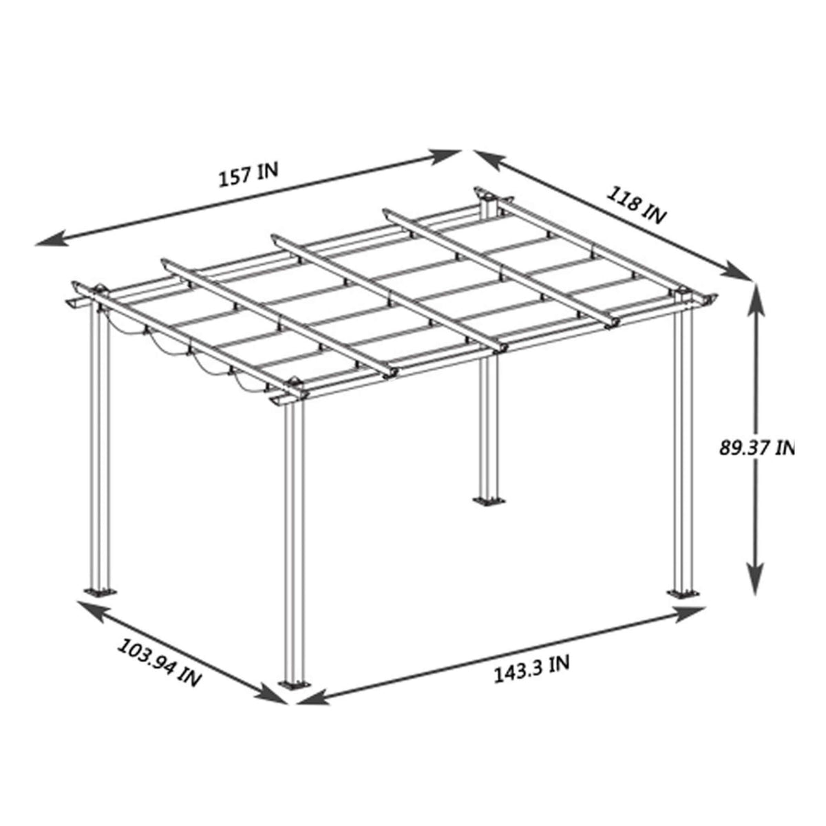 Alora 10x13FT Large Outdoor Patio Pergola With Canopy & Retractable Sun Shades