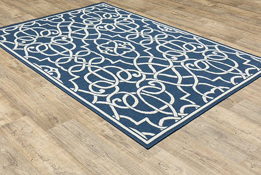 Medalia Meridian Rug – Navy & White