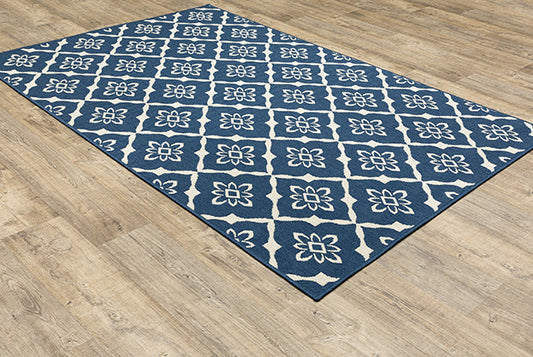 Meridian Power-Loomed Indoor/Outdoor Rug – Navy & Off-White