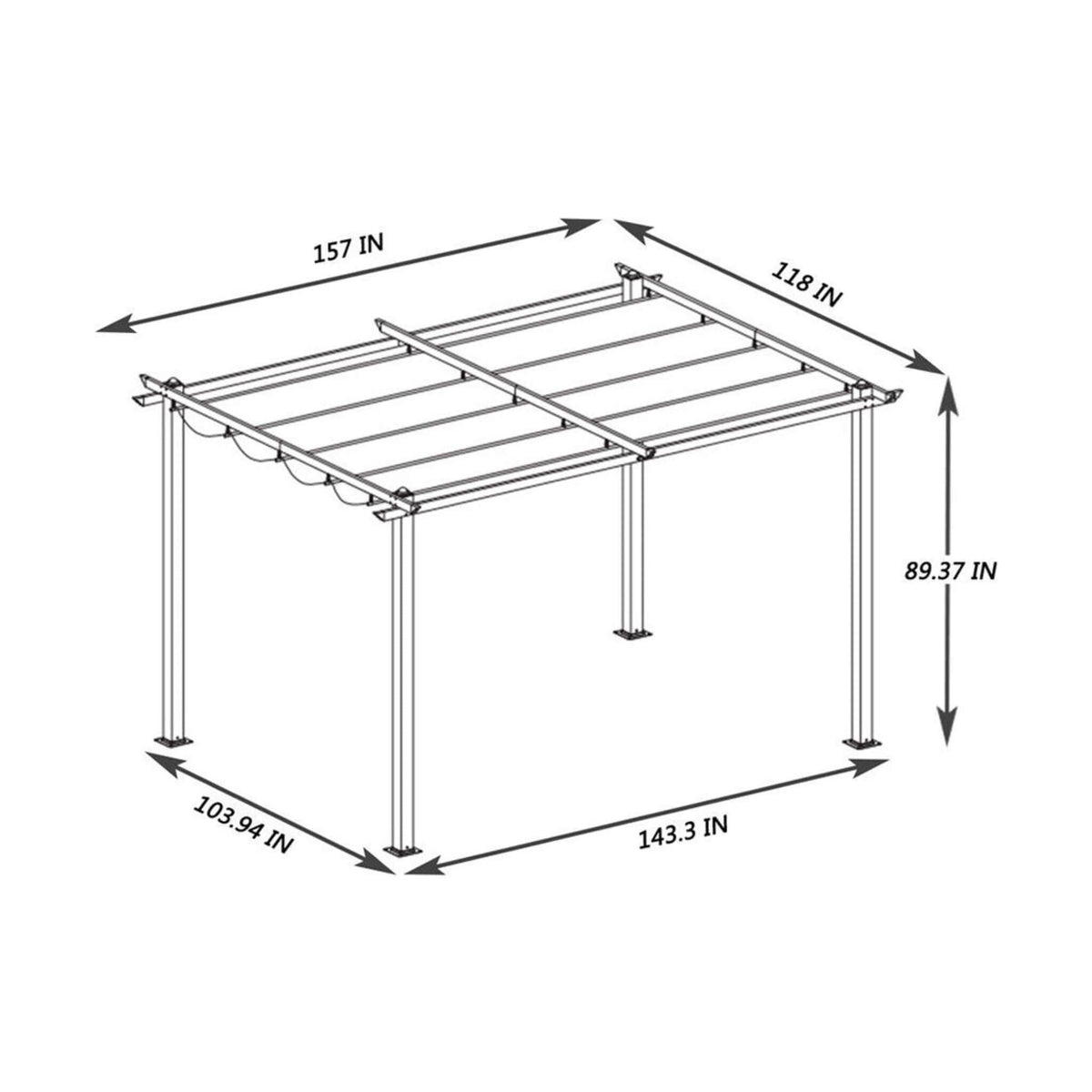 Alora Premium 10x13FT Outdoor Patio Retractable Pergola With Canopy