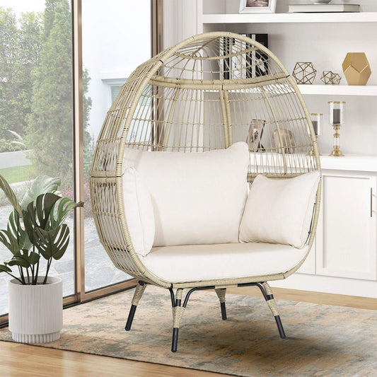Alora Premium 57-Inch Oversized Rattan Patio Egg Lounge Chair With Cushions