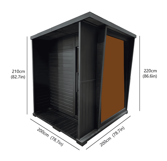 4-Person Hemlock Wood Indoor & Outdoor Steam Sauna With 9KW Furnace & Full Accessories – Black