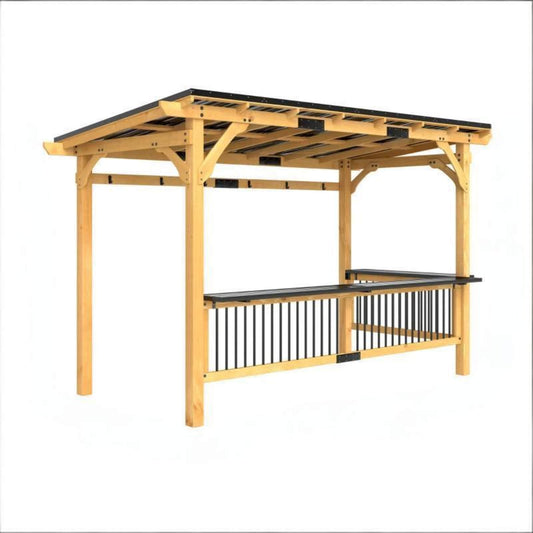 Alora Premium 6x13FT Outdoor Hardtop Wooden BBQ Grill Gazebo With Side Shelves & Hooks