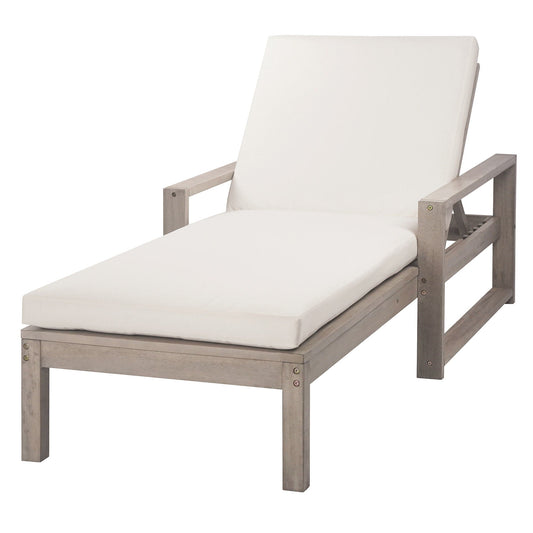 Outdoor Chaise Lounge Chairs With 5-Position Adjustable Backrest & Acacia Wood Frame (Set of 2) – Gray