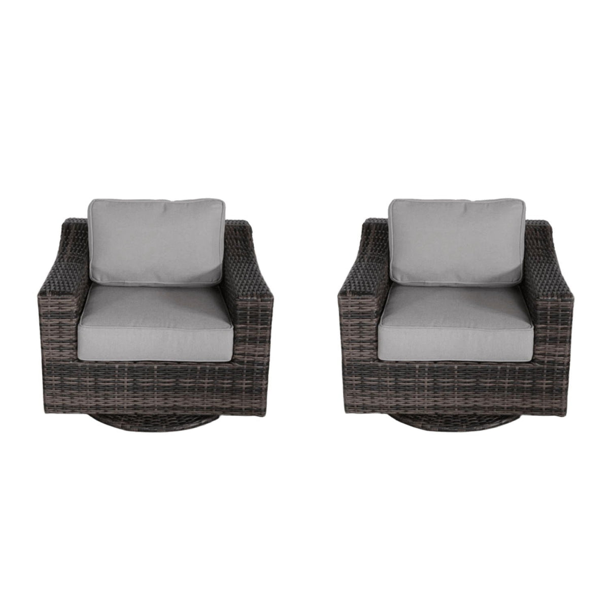 360° Swivel Wicker Patio Chairs, Set of 2 – Brown, Olefin Cushions