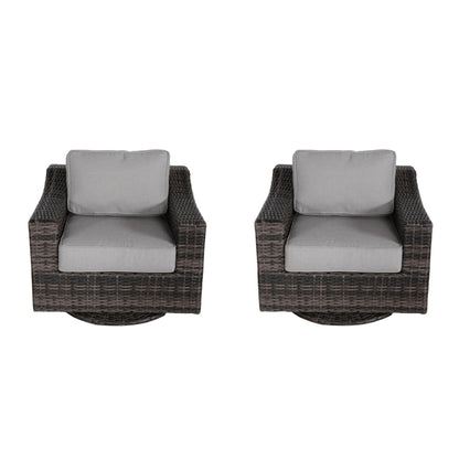 360° Swivel Wicker Patio Chairs, Set of 2 – Brown, Olefin Cushions