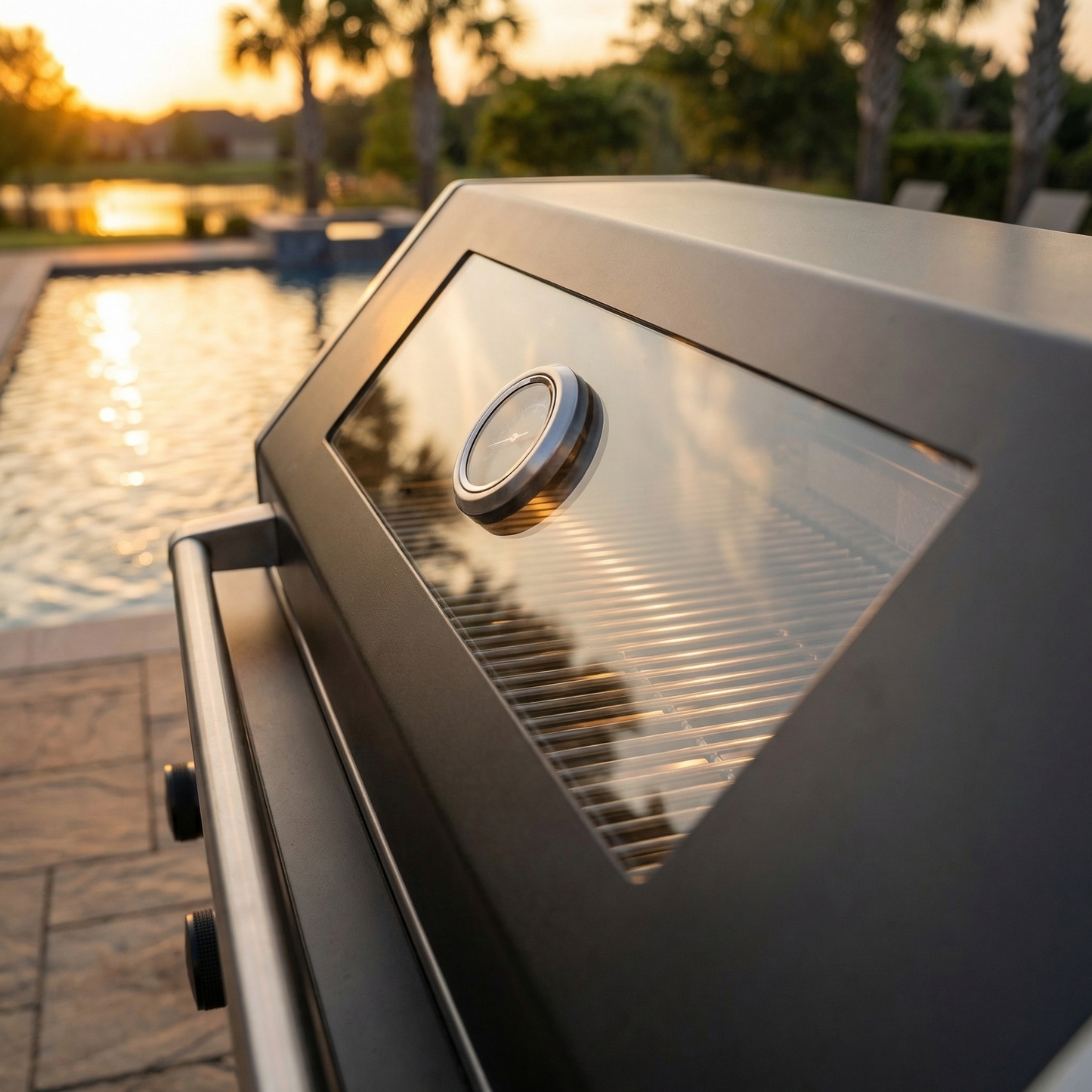 65" 4-Burner 72,000 BTU Black Outdoor Kitchen Island Grill + Round Side Burner