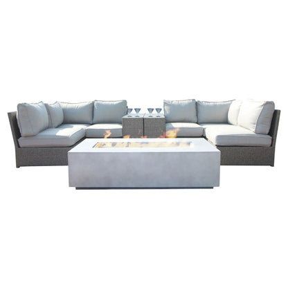 Outdoor Wicker Conversation Set with Cushions & Fire Pit