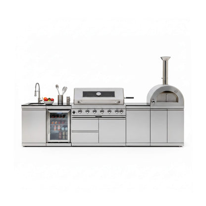 128-Inch Outdoor Kitchen Island with Pizza Oven & Refrigerator – SAK75770