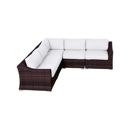 Modular Outdoor Wicker Sofa Set with Cushions – Aluminum Frame
