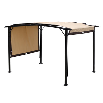 12 × 9 ft Steel Pergola with Retractable Side Shades – Beige & Brown