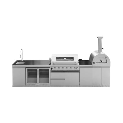 147-Inch Outdoor Kitchen Island with Pizza Oven & Refrigerator – SAK96429