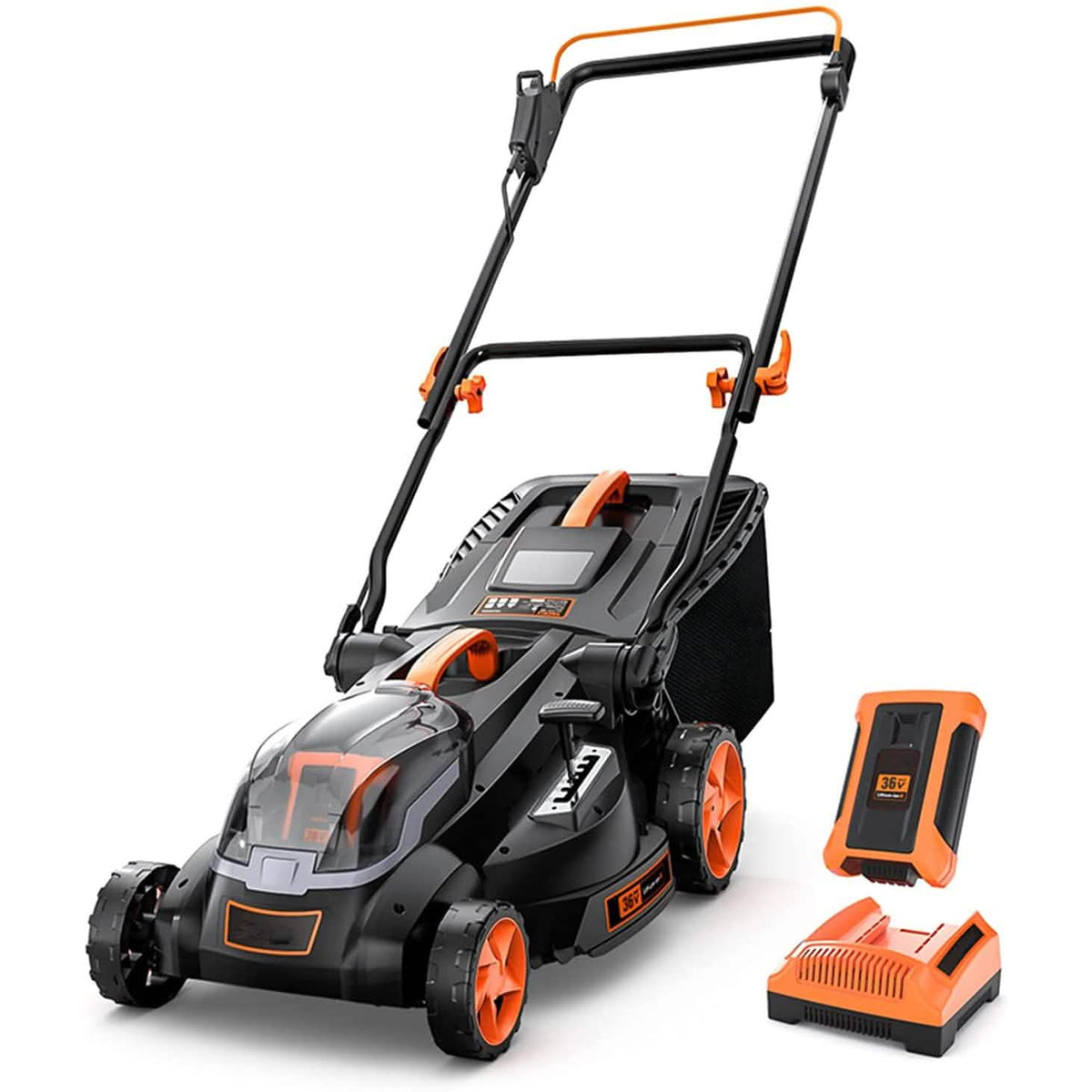 16" Cordless Lawn Mower With 40V 4.0Ah Battery, Brushless Motor, 6 Cutting Heights & 2-in-1 Bag/Mulch