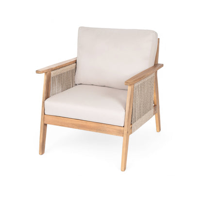 Outdoor 4pc Acacia Wood and Rope Sectional Patio Sofa Set