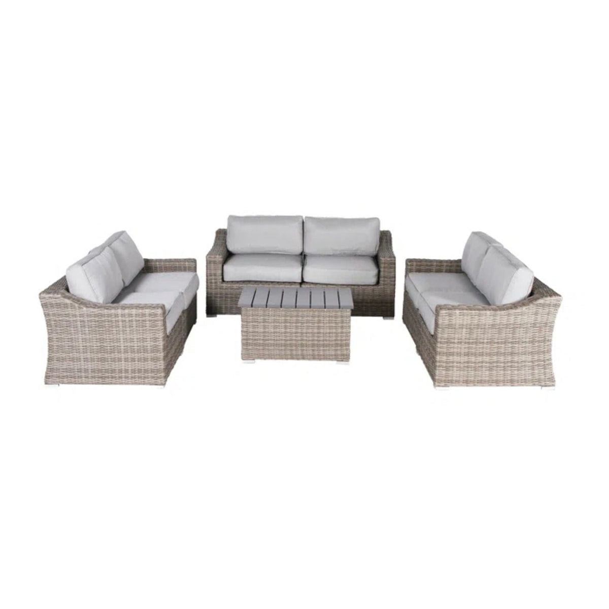 Outdoor Wicker Sectional Seating Set with Cushions & Table
