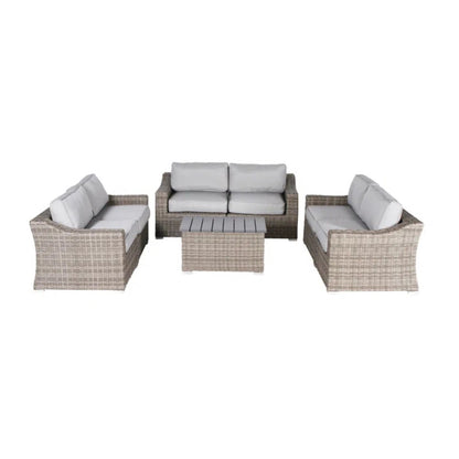 Outdoor Wicker Sectional Seating Set with Cushions & Table