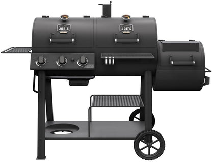 Canyon Combo Dual Fuel 3-Burner Propane Gas and Charcoal Smoker and Grill with 1031 Sq. In. Cooking Area in Black