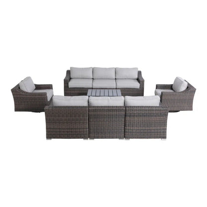 Outdoor Wicker Sectional Seating Set with Cushions & Table