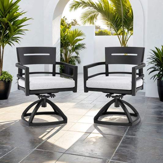 Outdoor Patio Swivel Rocker Chairs With Sunbrella Fabric Cushions (Set of 2) – Ember Black
