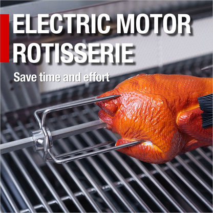 79" 4-Burner 72,000 BTU Black Outdoor Kitchen Island Grill + Side Burner + Rotisserie kit +Sink