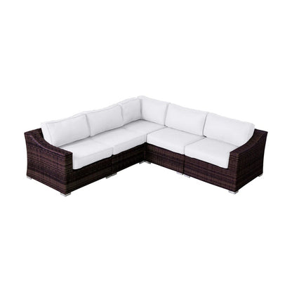 Modular Outdoor Wicker Sofa Set with Cushions – Aluminum Frame
