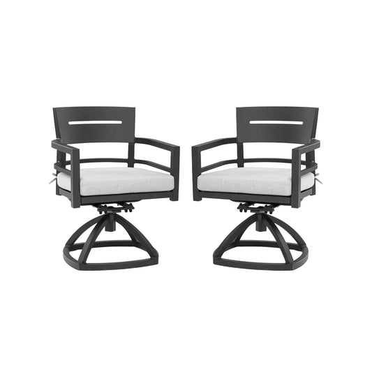 Outdoor Patio Swivel Rocker Chairs With Sunbrella Fabric Cushions (Set of 2) – Ember Black