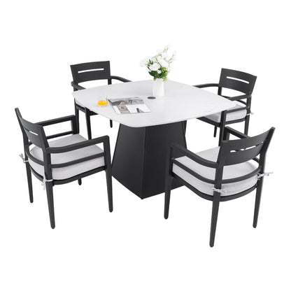 5-Piece Patio Dining Set with Sintered Stone Table & Sunbrella® Cushions