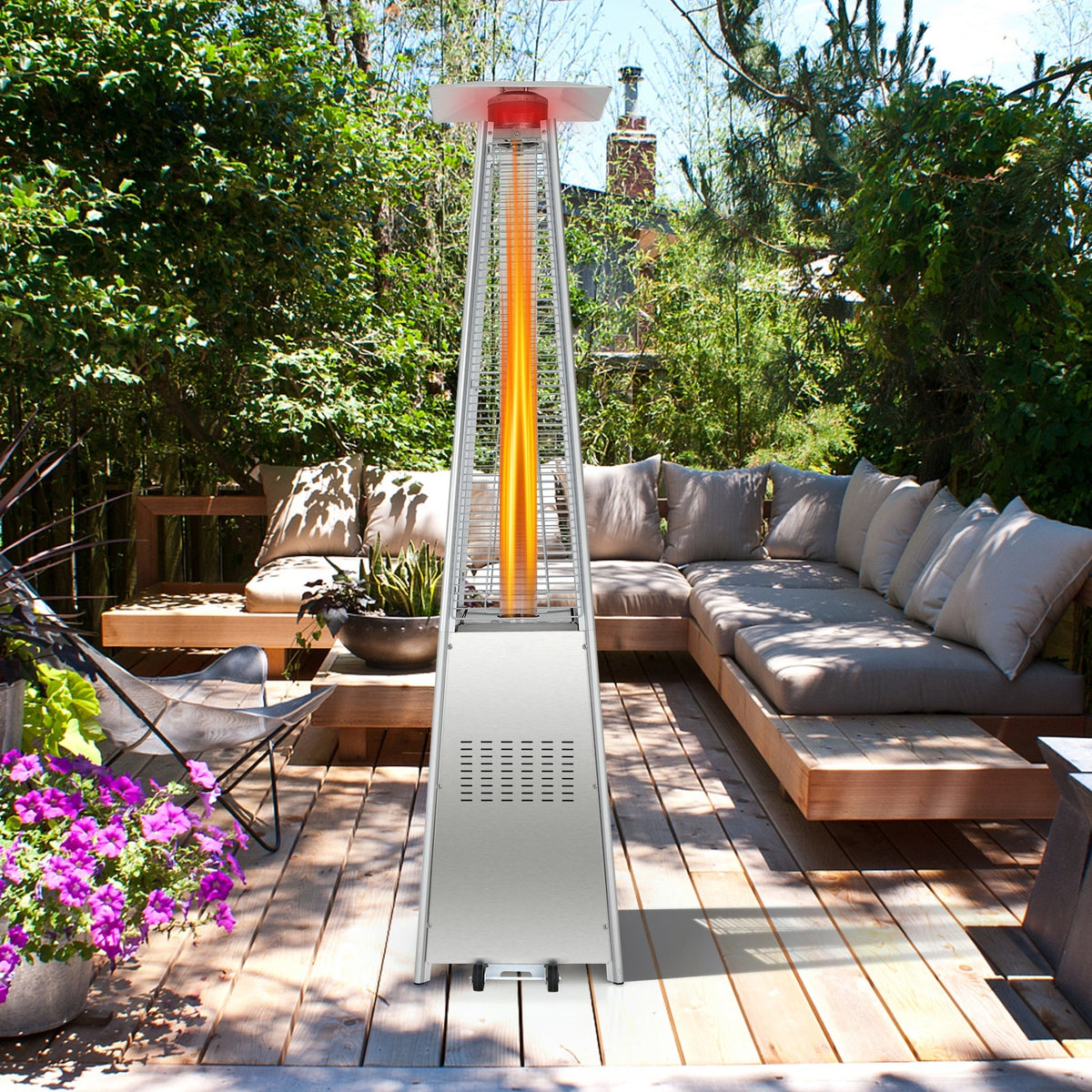 DirectDeals 42,000 BTU Pyramid Propane Patio Heater with Wheels