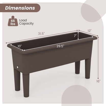 Set of 2 Self-Watering Raised Garden Bed Planters With 16" Detachable Legs & Drainage Hole – 7.7 Gallon