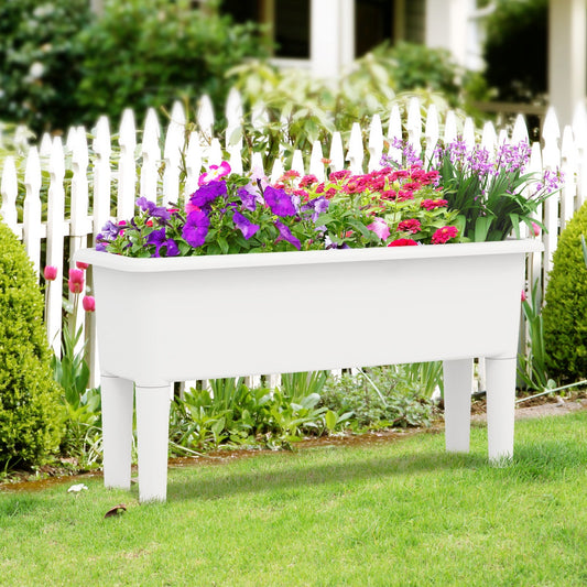 Set of 2 Self-Watering Raised Garden Bed Planters With 16" Detachable Legs & Drainage Hole – 7.7 Gallon