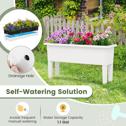 Set of 2 Self-Watering Raised Garden Bed Planters With 16" Detachable Legs & Drainage Hole – 7.7 Gallon