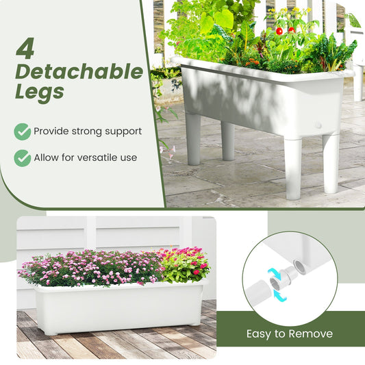 Set of 2 Self-Watering Raised Garden Bed Planters With 16" Detachable Legs & Drainage Hole – 7.7 Gallon