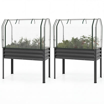 Raised Garden Beds with Legs & Greenhouse Covers – Set of 2