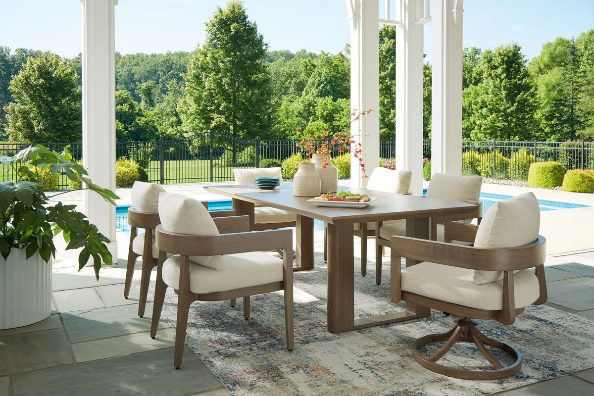 Serene Bay 7-Piece Outdoor Dining Set – Dark Brown, Seats 6
