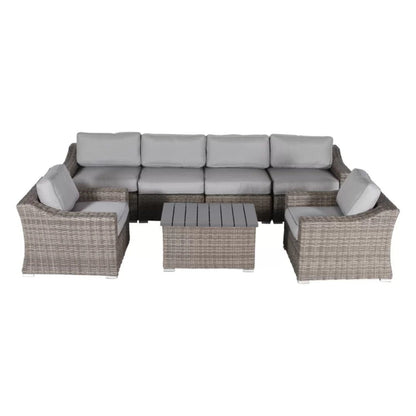 Outdoor Wicker Sectional Seating Set with Cushions & Table