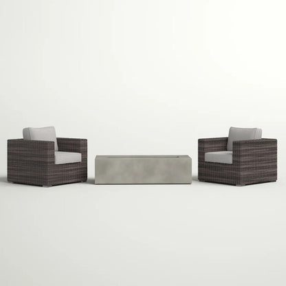 3-Piece Wicker Patio Set with 60,000 BTU Fire Pit – Espresso / Gray