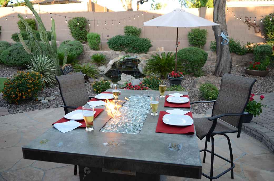 Entertainer 6 Ft Outdoor Fire Pit Table With Fire Glass, Flame Control & LP/NG Dual-Fuel Compatibility