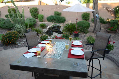 Entertainer 6 Ft Outdoor Fire Pit Table With Fire Glass, Flame Control & LP/NG Dual-Fuel Compatibility
