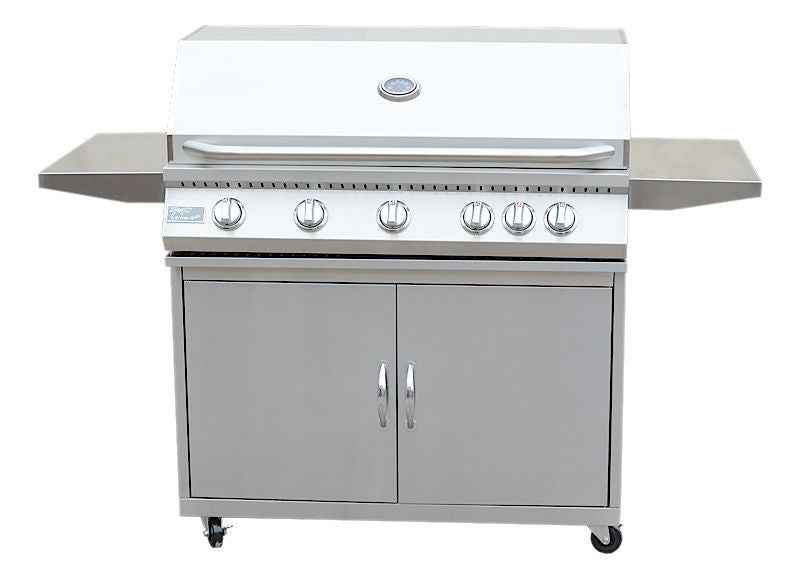 KoKoMo Classic 40" 5-Burner Freestanding BBQ Grill – 304 Stainless Steel, Built-In Thermometer, Cart Included, LP or Natural Gas