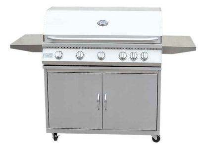 KoKoMo Classic 40" 5-Burner Freestanding BBQ Grill – 304 Stainless Steel, Built-In Thermometer, Cart Included, LP or Natural Gas
