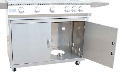 KoKoMo Classic 40" 5-Burner Freestanding BBQ Grill – 304 Stainless Steel, Built-In Thermometer, Cart Included, LP or Natural Gas